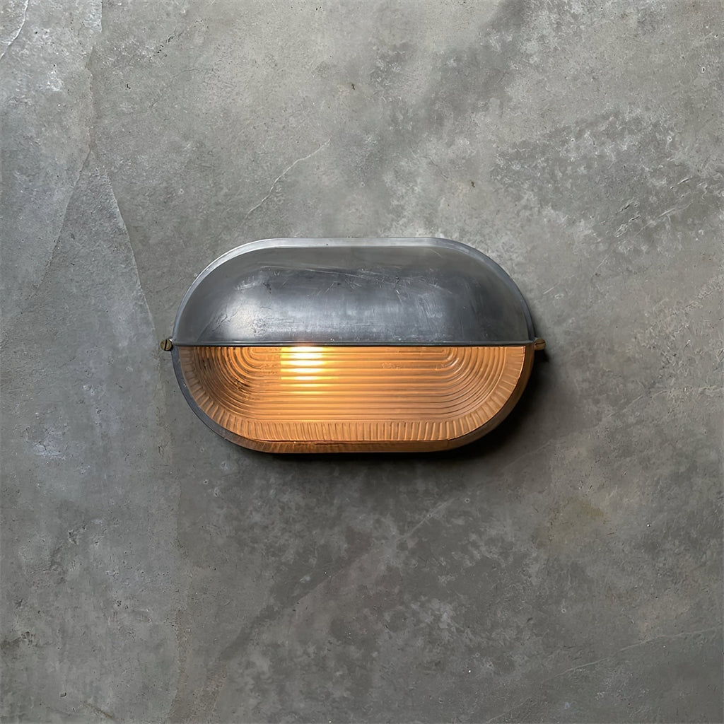 Outdoor Industrial Wall Light with Oval Bulkhead Design and Ribbed Glass Diffuser - Image 47