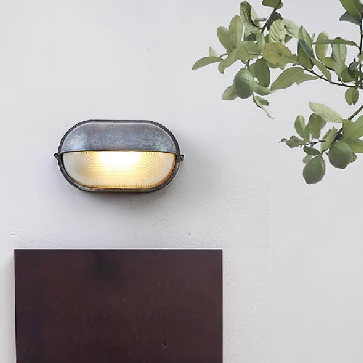 Outdoor Industrial Wall Light with Oval Bulkhead Design and Ribbed Glass Diffuser - Image 6