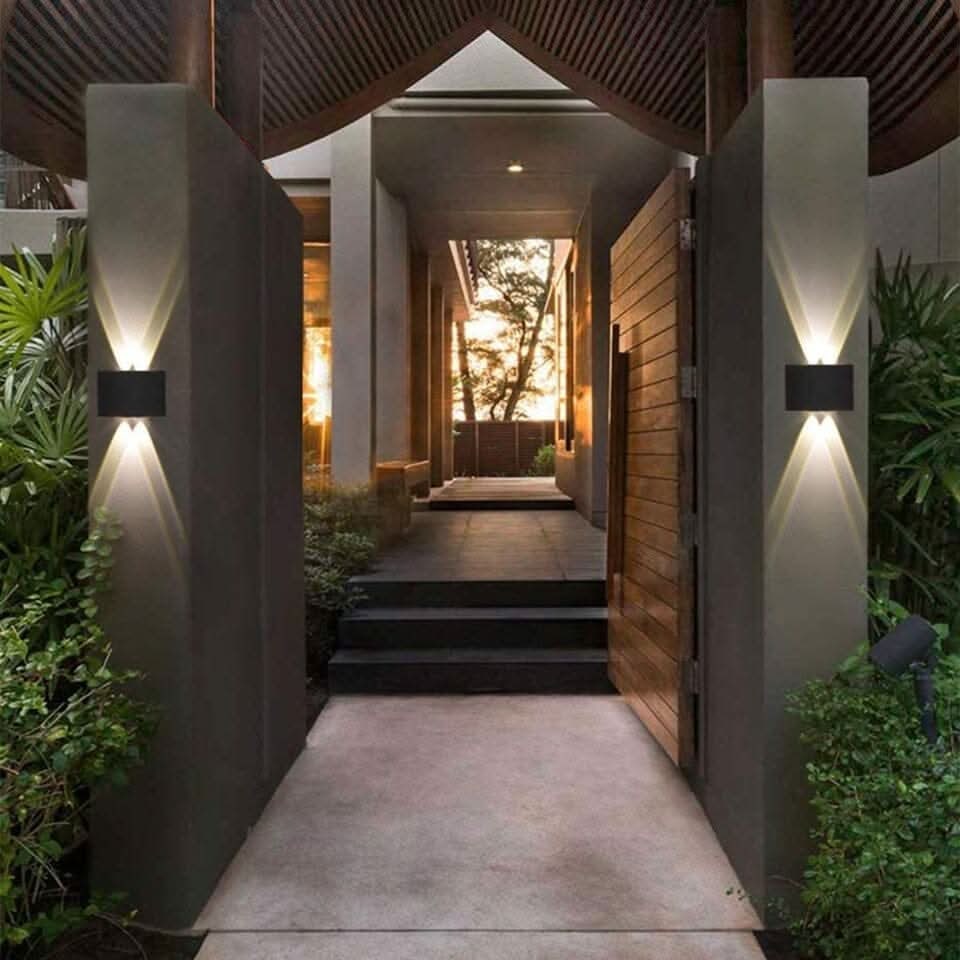 Outdoor Wall Sconce with Up and Down LED Lighting Curved Modern Design Waterproof Exterior - Image 3