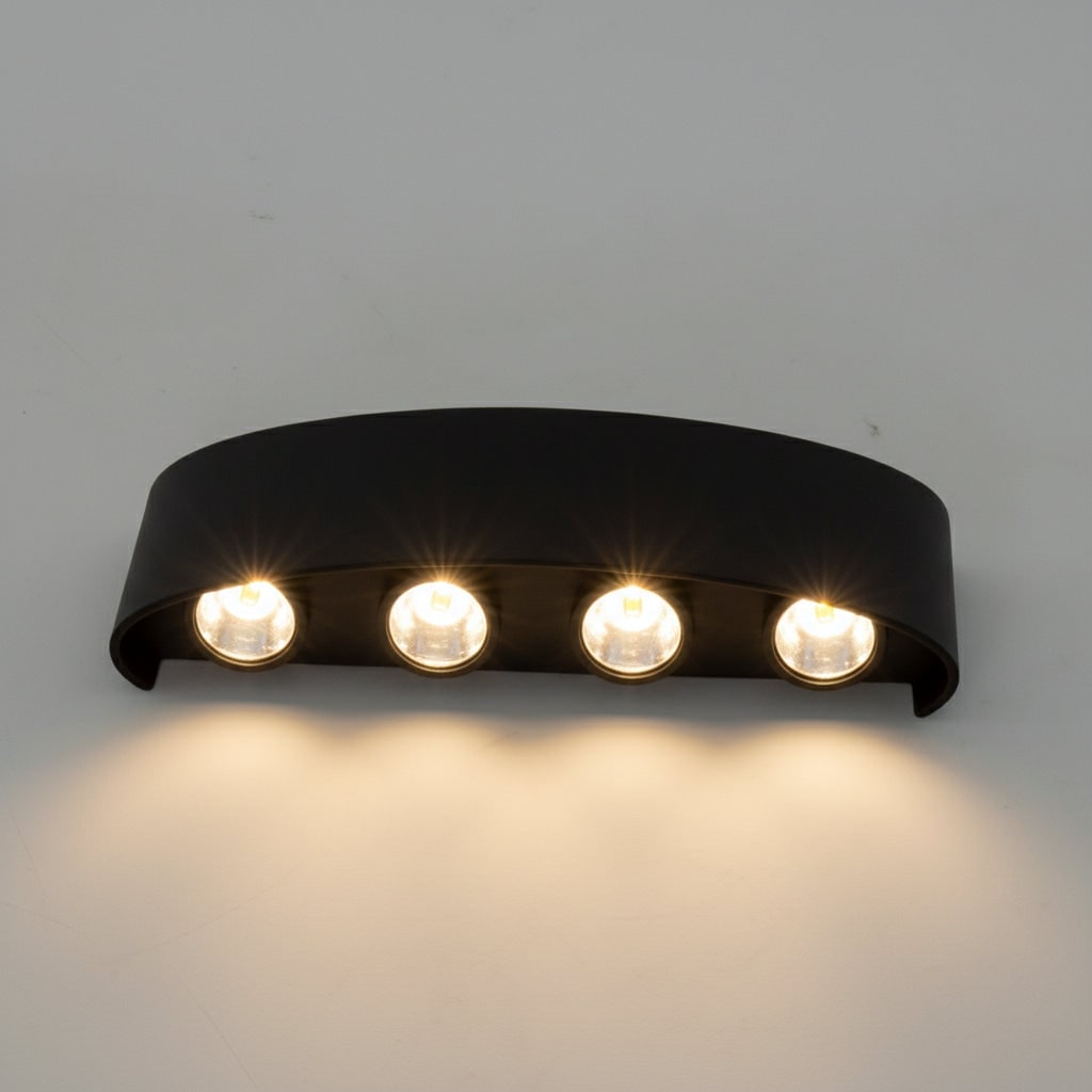 Outdoor Wall Sconce with Up and Down LED Lighting Curved Modern Design Waterproof Exterior - Image 6