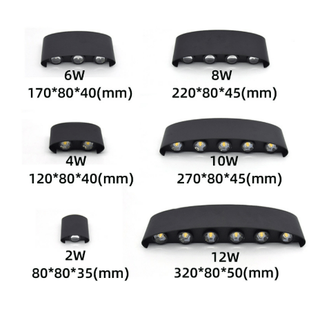 Outdoor Wall Sconce with Up and Down LED Lighting Curved Modern Design Waterproof Exterior - Image 9