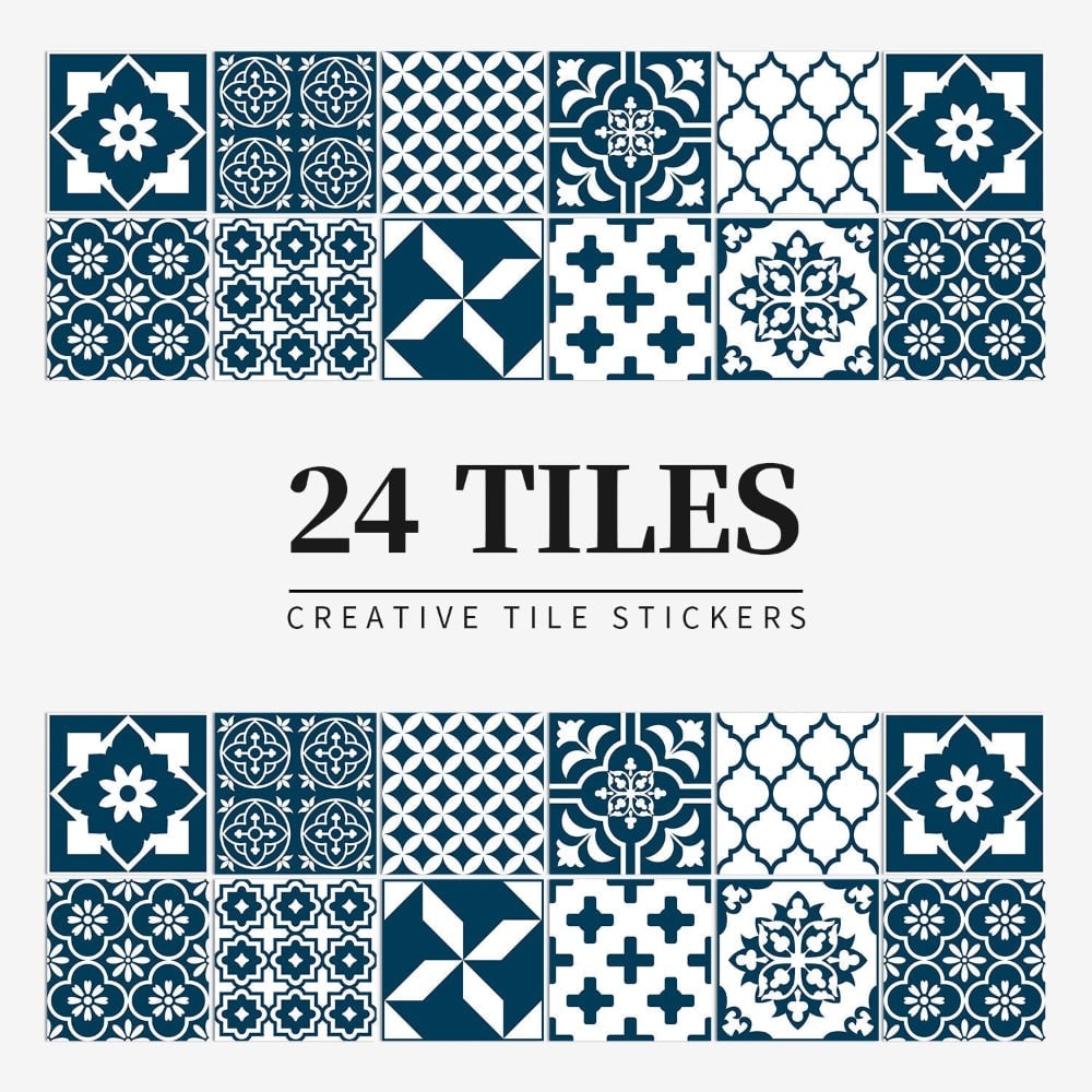 Peel and Stick Tile Stickers with Mandala Patterns and Geometric Designs Pack of 24 - Image 12