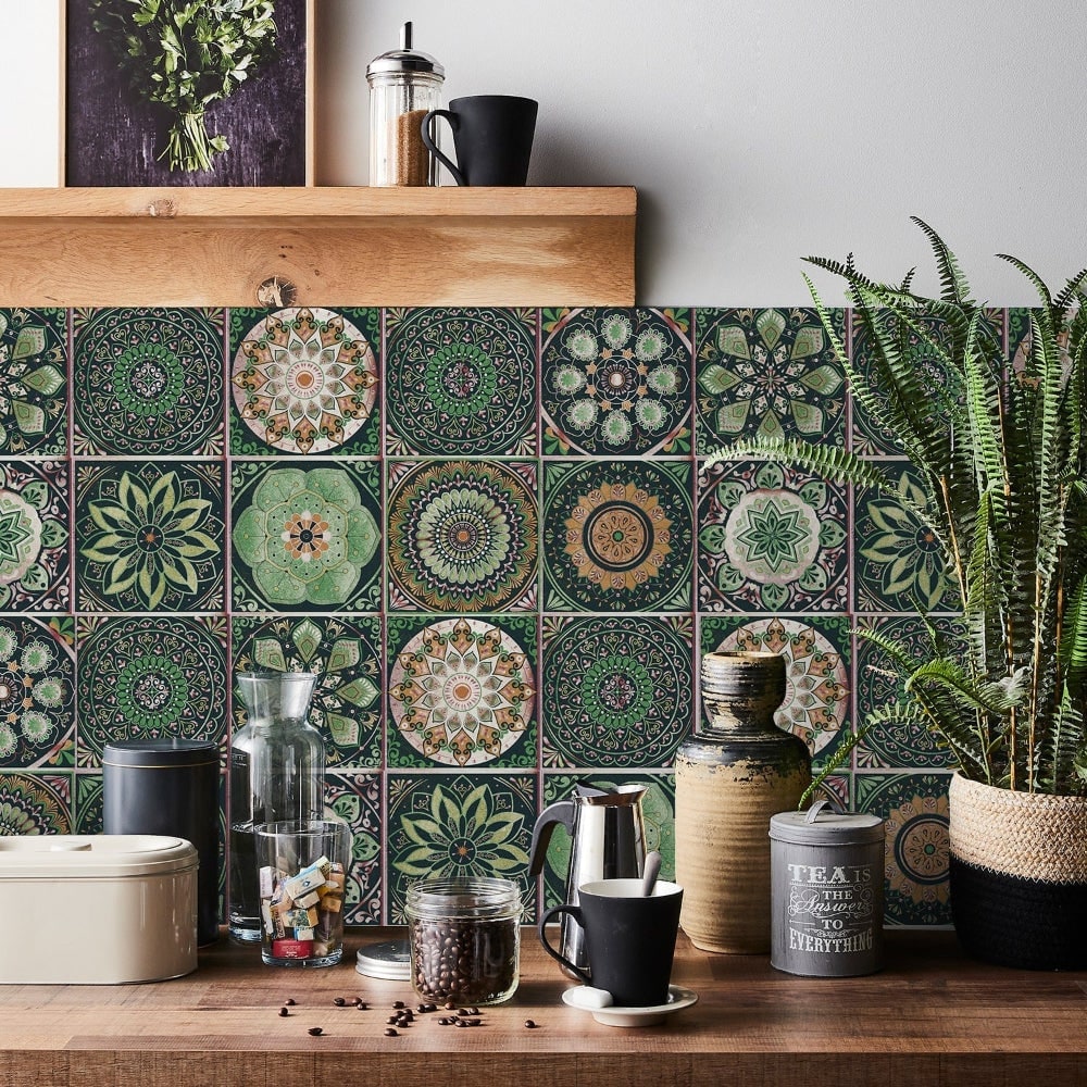 Peel and Stick Tile Stickers with Mandala Patterns and Geometric Designs Pack of 24 - Image 3