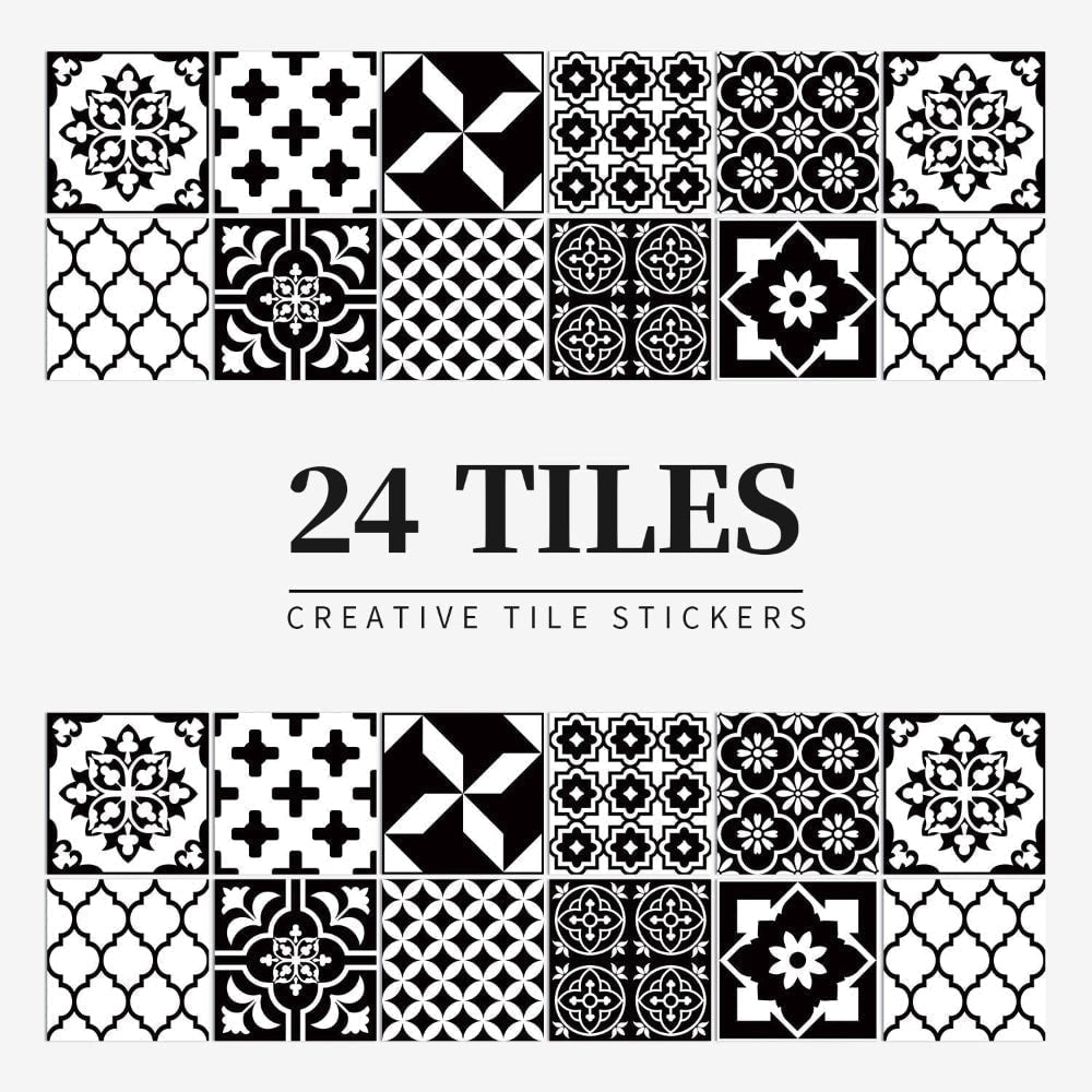 Peel and Stick Tile Stickers with Mandala Patterns and Geometric Designs Pack of 24 - Image 6