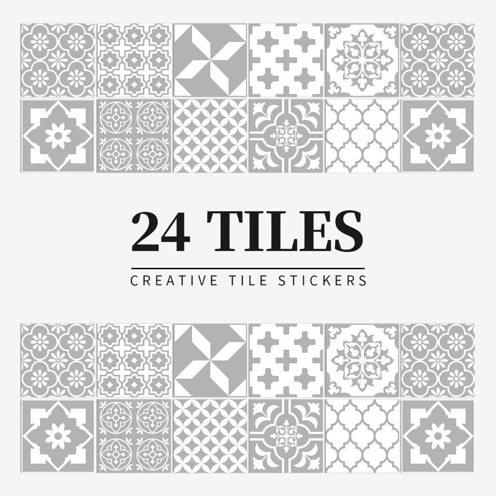 Peel and Stick Tile Stickers with Mandala Patterns and Geometric Designs Pack of 24 - Image 7
