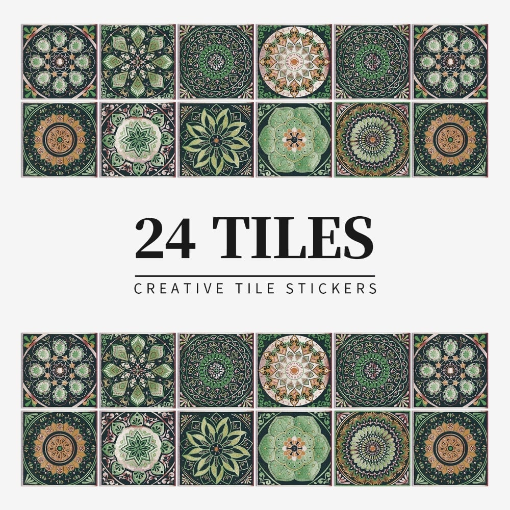 Peel and Stick Tile Stickers with Mandala Patterns and Geometric Designs Pack of 24 - Image 8