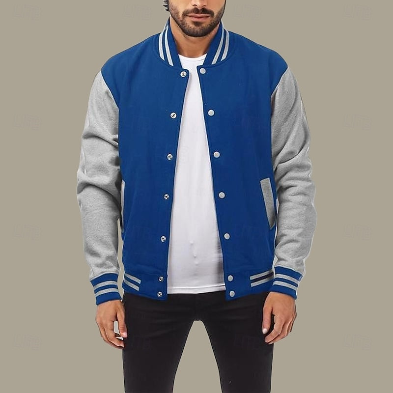 Men's College Jacket with Ribbed Cuffs