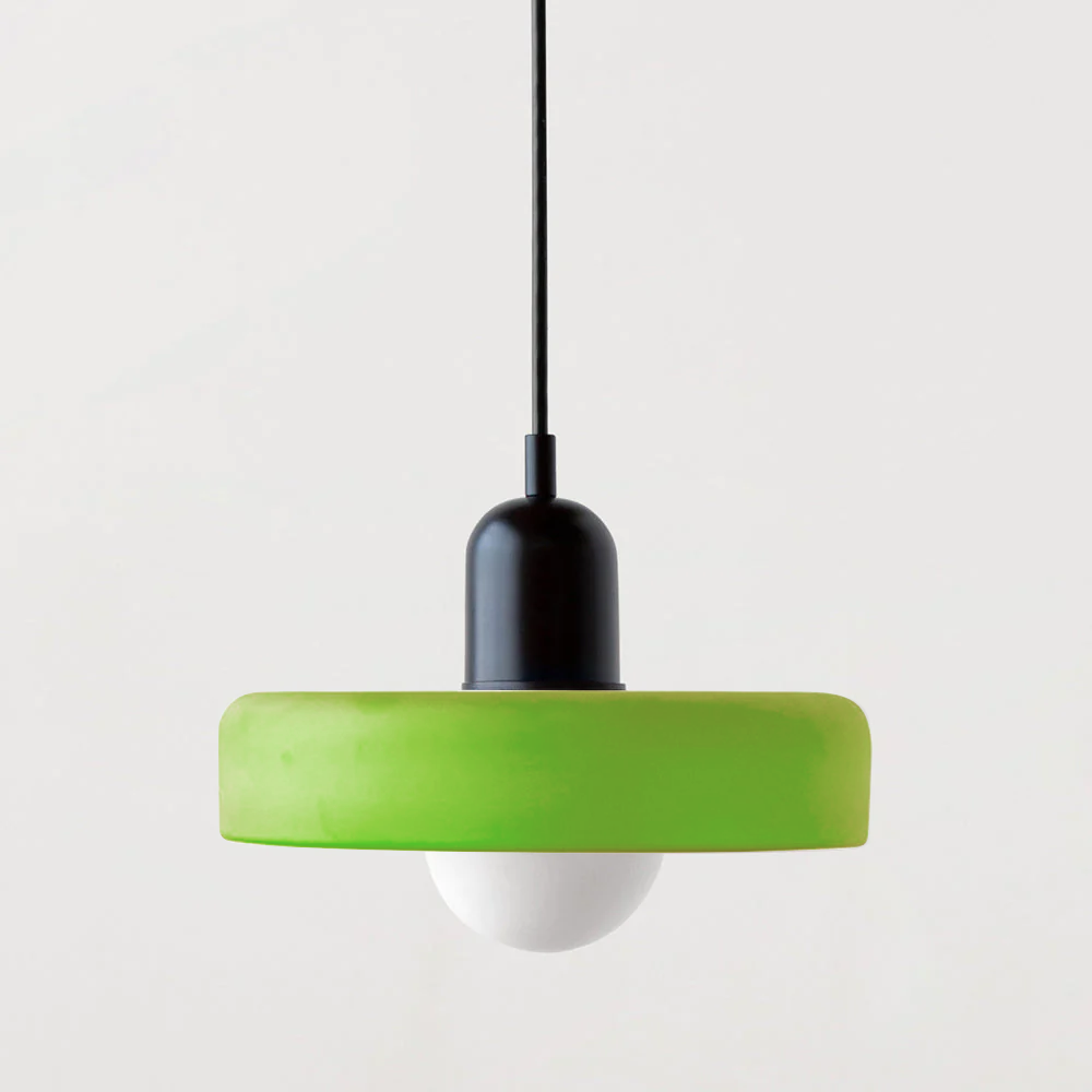 Pendant Light with Frosted Glass Disc Shade and Mid-Century Design - Image 10