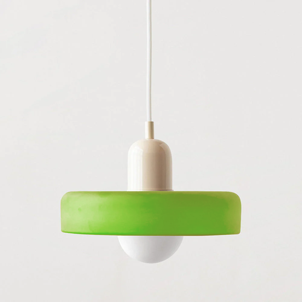 Pendant Light with Frosted Glass Disc Shade and Mid-Century Design - Image 12