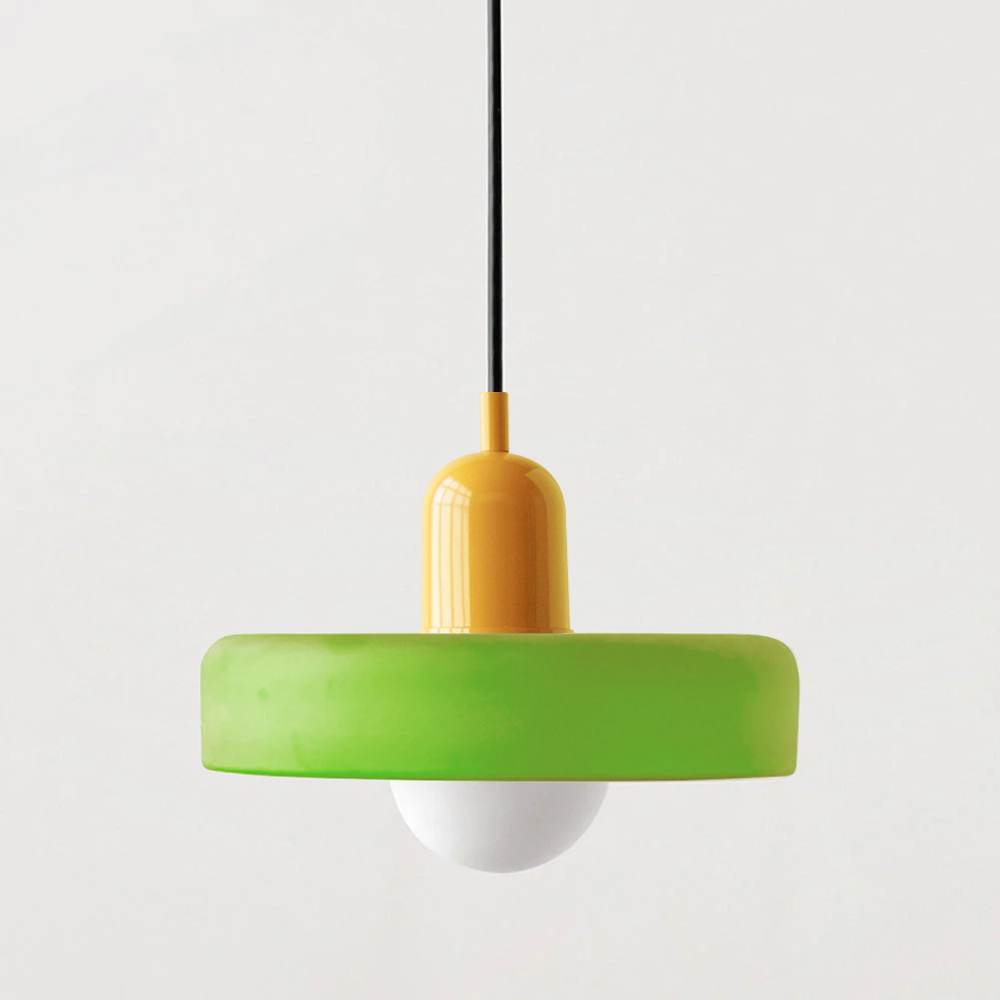 Pendant Light with Frosted Glass Disc Shade and Mid-Century Design - Image 13