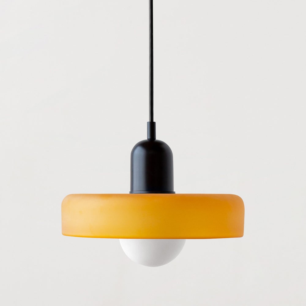 Pendant Light with Frosted Glass Disc Shade and Mid-Century Design - Image 16