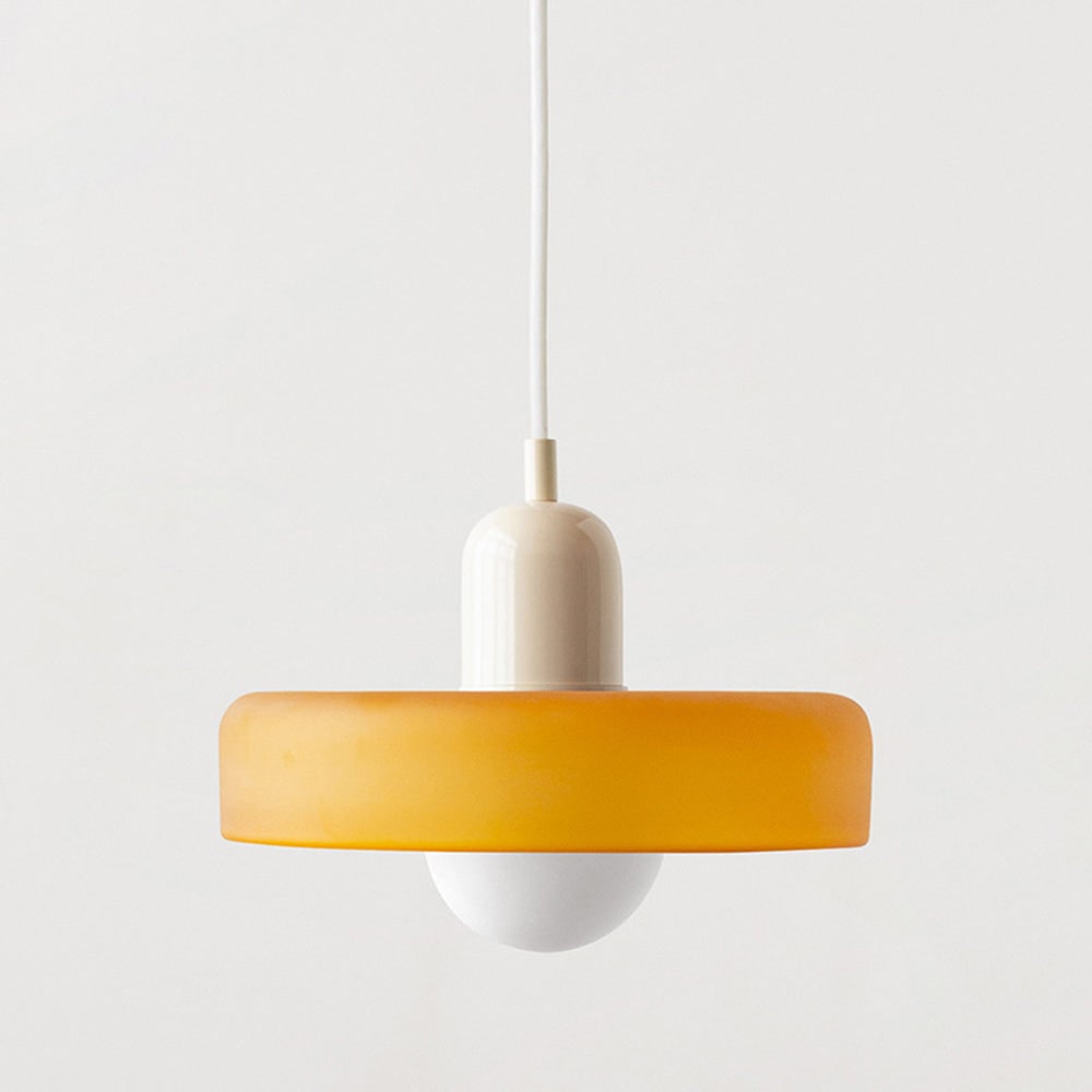 Pendant Light with Frosted Glass Disc Shade and Mid-Century Design - Image 17