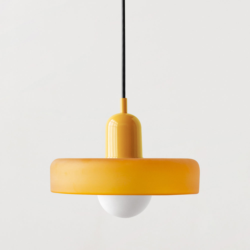 Pendant Light with Frosted Glass Disc Shade and Mid-Century Design - Image 18