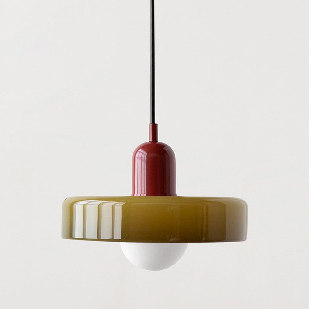 Pendant Light with Frosted Glass Disc Shade and Mid-Century Design - Image 19