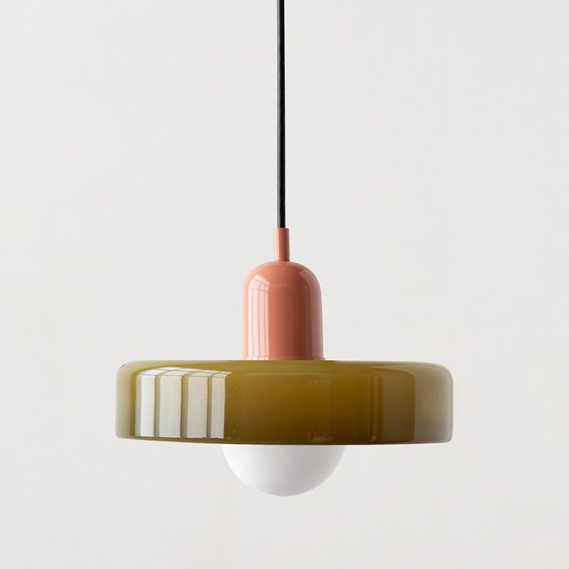 Pendant Light with Frosted Glass Disc Shade and Mid-Century Design - Image 20