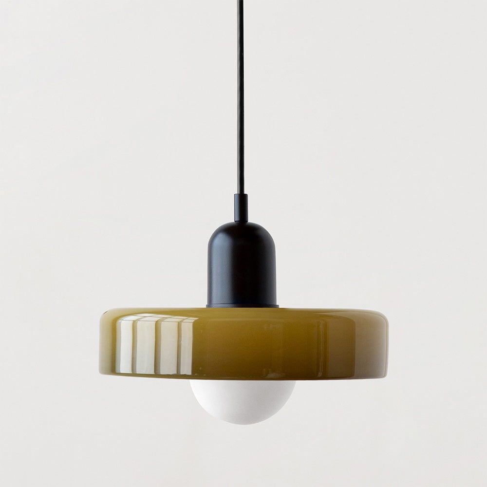 Pendant Light with Frosted Glass Disc Shade and Mid-Century Design - Image 21