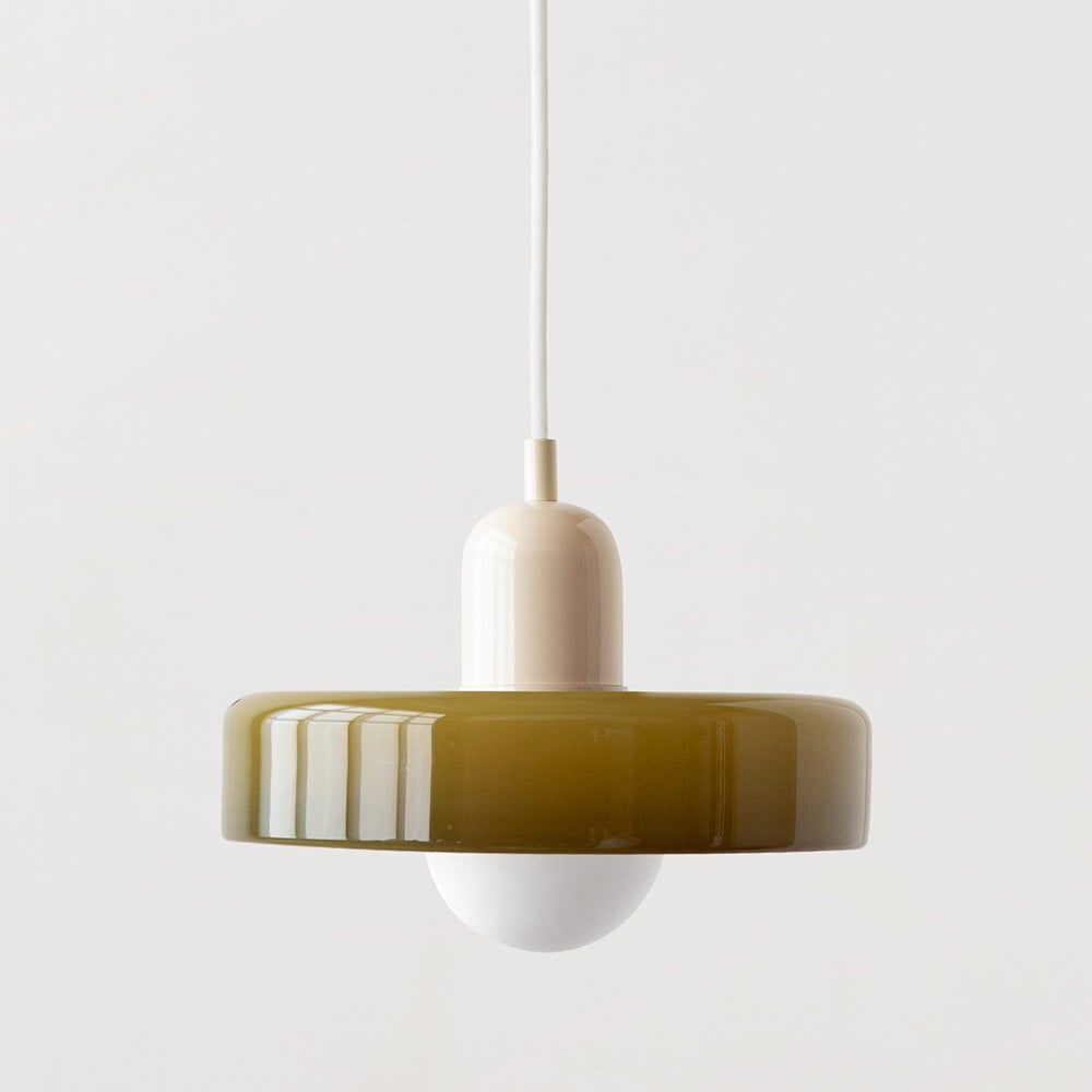 Pendant Light with Frosted Glass Disc Shade and Mid-Century Design - Image 22