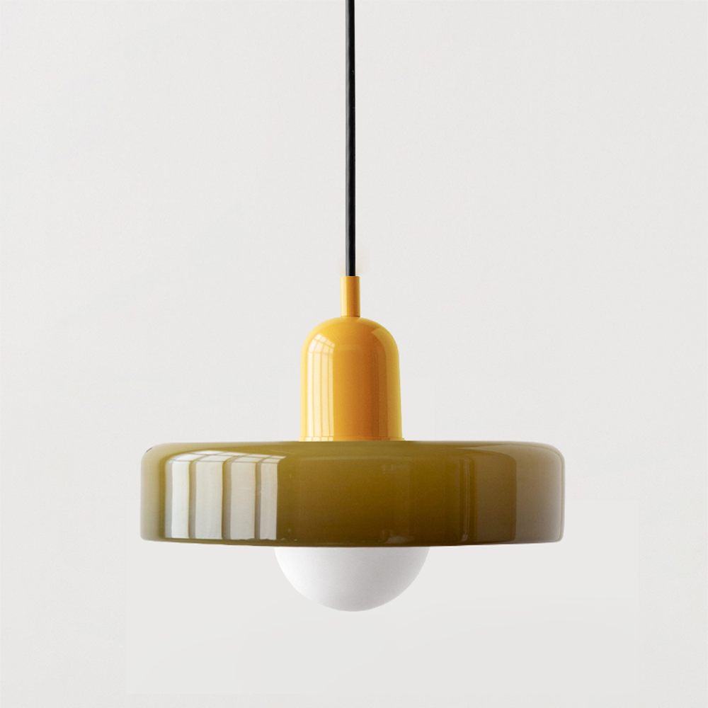 Pendant Light with Frosted Glass Disc Shade and Mid-Century Design - Image 23