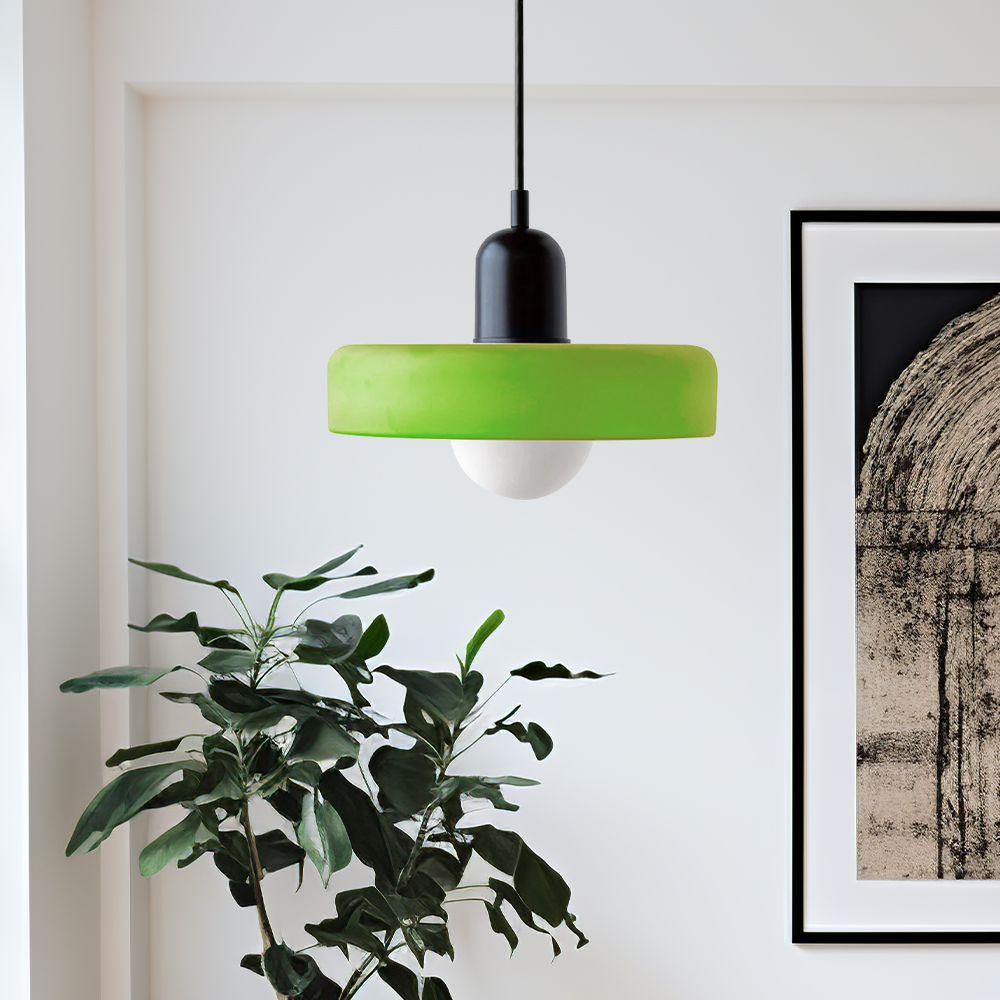 Pendant Light with Frosted Glass Disc Shade and Mid-Century Design - Image 24