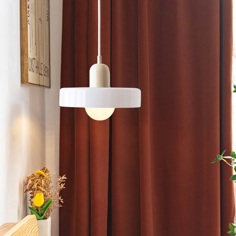 Pendant Light with Frosted Glass Disc Shade and Mid-Century Design - Image 28