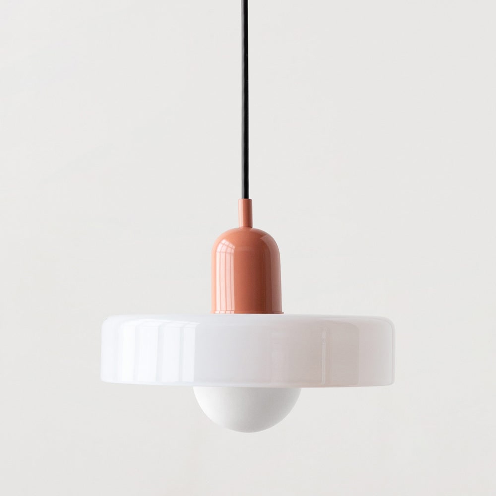 Pendant Light with Frosted Glass Disc Shade and Mid-Century Design - Image 3