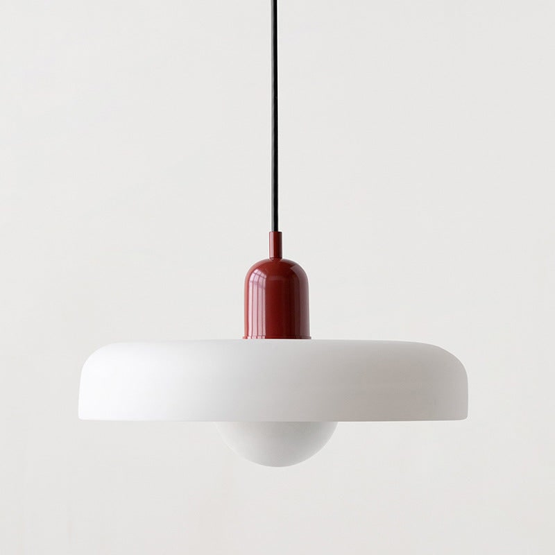 Pendant Light with Frosted Glass Disc Shade and Mid-Century Design - Image 30