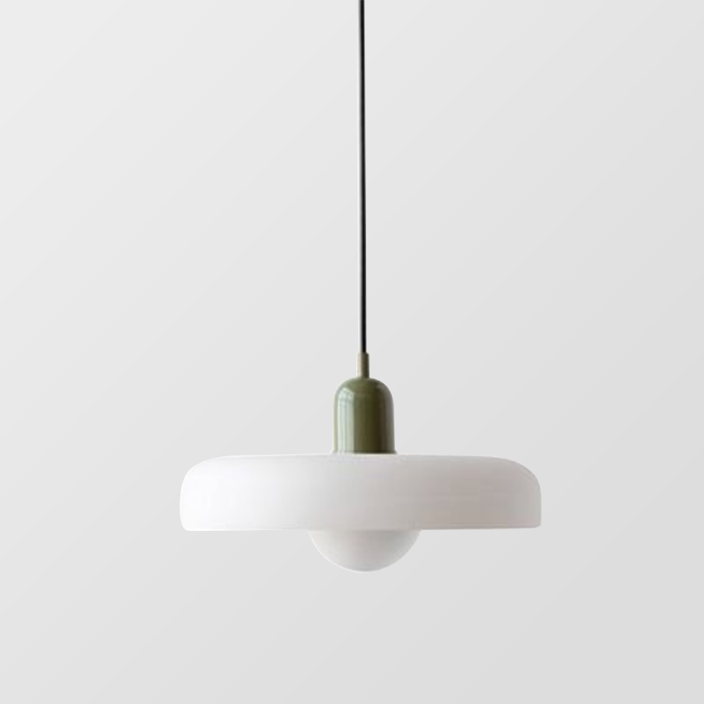 Pendant Light with Frosted Glass Disc Shade and Mid-Century Design - Image 31