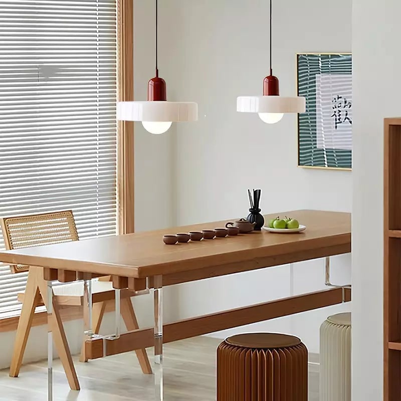 Pendant Light with Frosted Glass Disc Shade and Mid-Century Design - Image 33