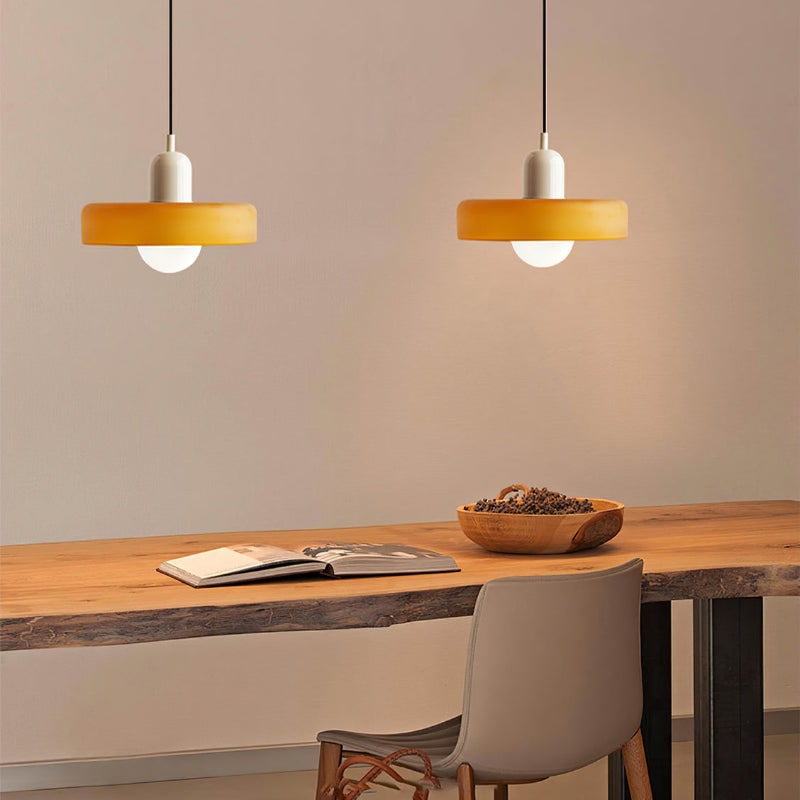 Pendant Light with Frosted Glass Disc Shade and Mid-Century Design - Image 35