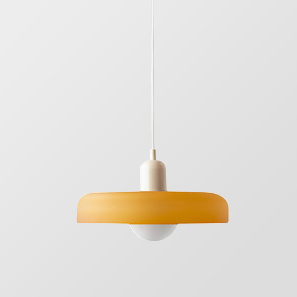 Pendant Light with Frosted Glass Disc Shade and Mid-Century Design - Image 36