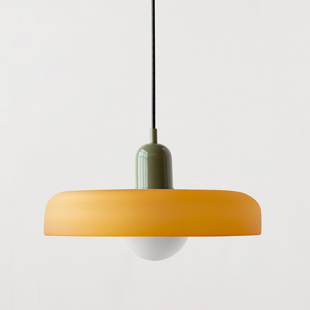 Pendant Light with Frosted Glass Disc Shade and Mid-Century Design - Image 40