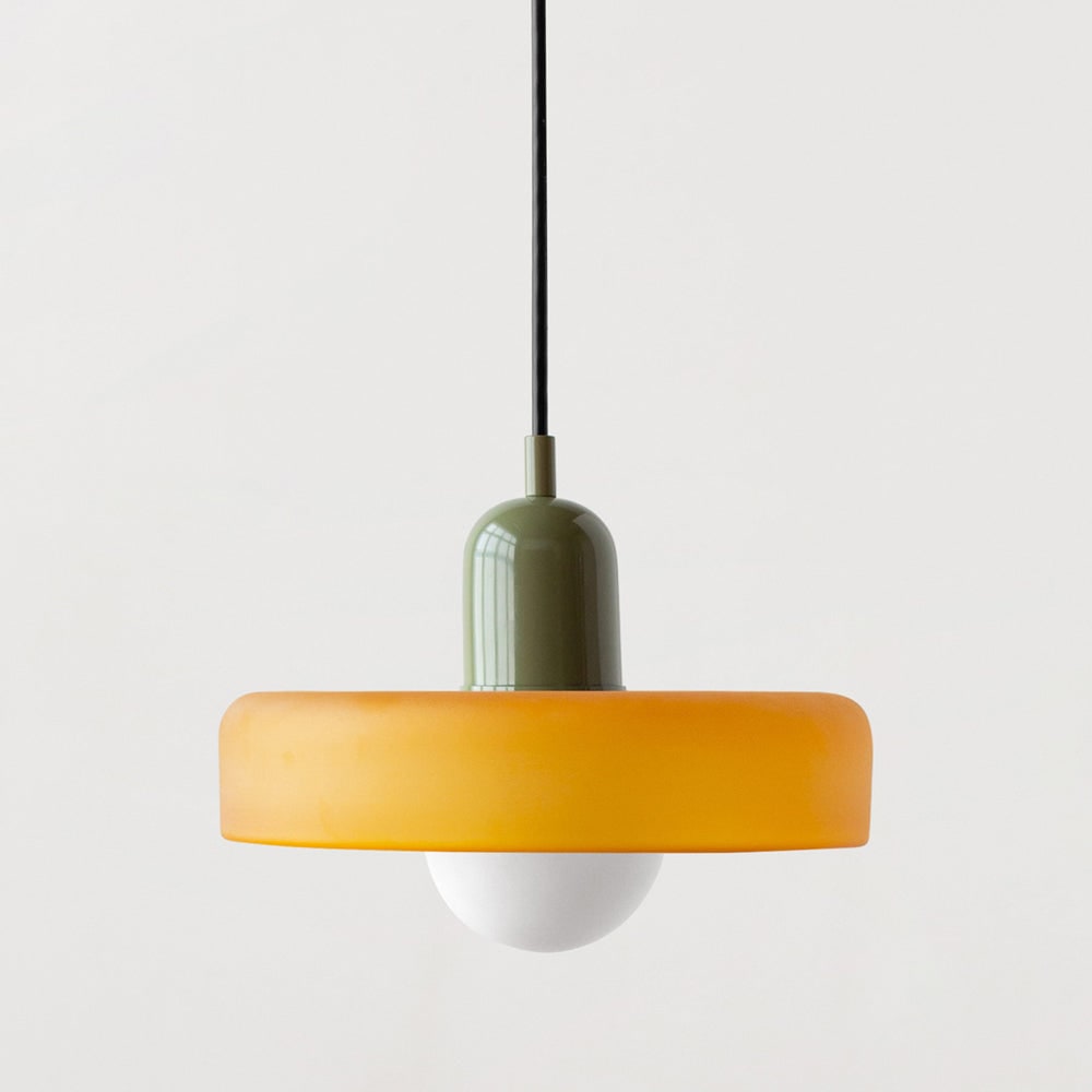 Pendant Light with Frosted Glass Disc Shade and Mid-Century Design - Image 41