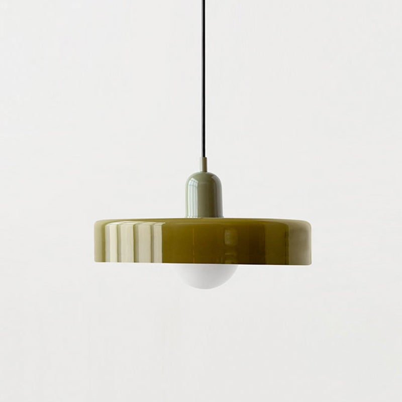 Pendant Light with Frosted Glass Disc Shade and Mid-Century Design - Image 49