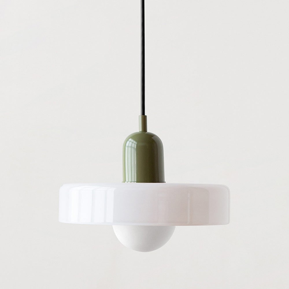 Pendant Light with Frosted Glass Disc Shade and Mid-Century Design - Image 5