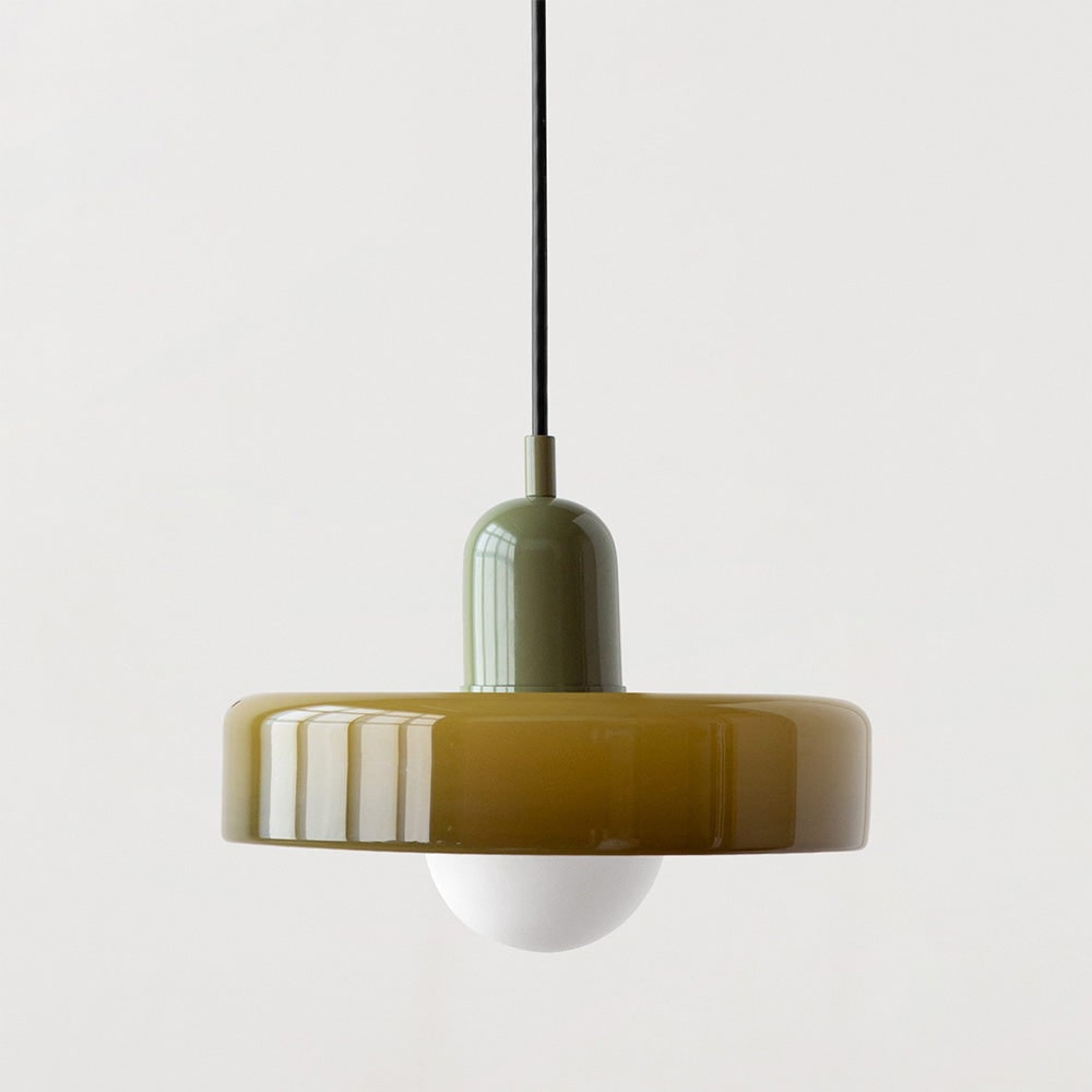 Pendant Light with Frosted Glass Disc Shade and Mid-Century Design - Image 50