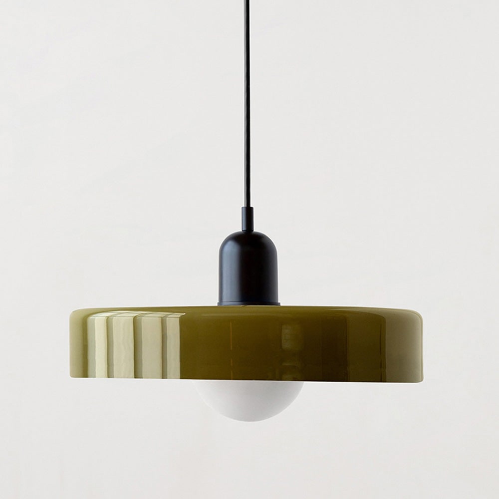 Pendant Light with Frosted Glass Disc Shade and Mid-Century Design - Image 51