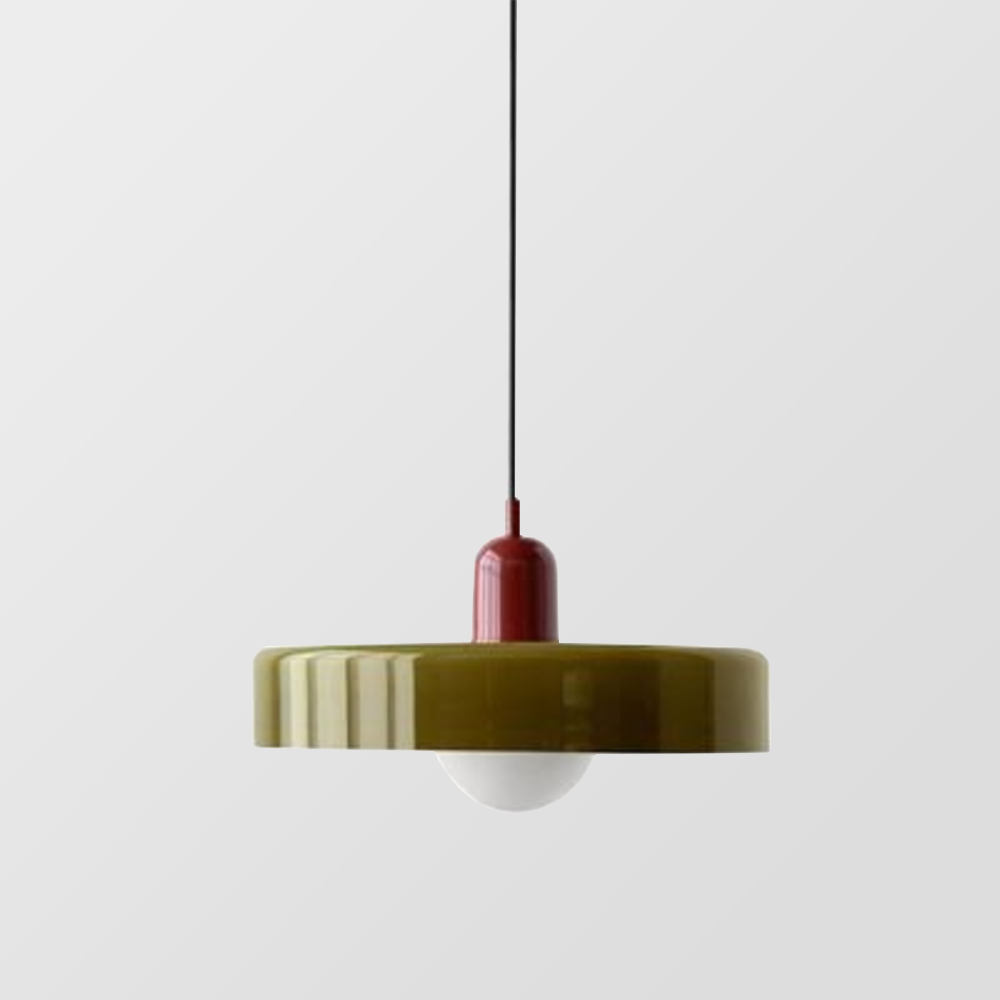 Pendant Light with Frosted Glass Disc Shade and Mid-Century Design - Image 55