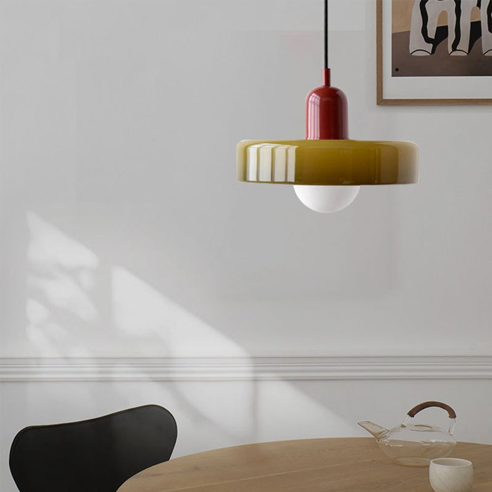 Pendant Light with Frosted Glass Disc Shade and Mid-Century Design - Image 56