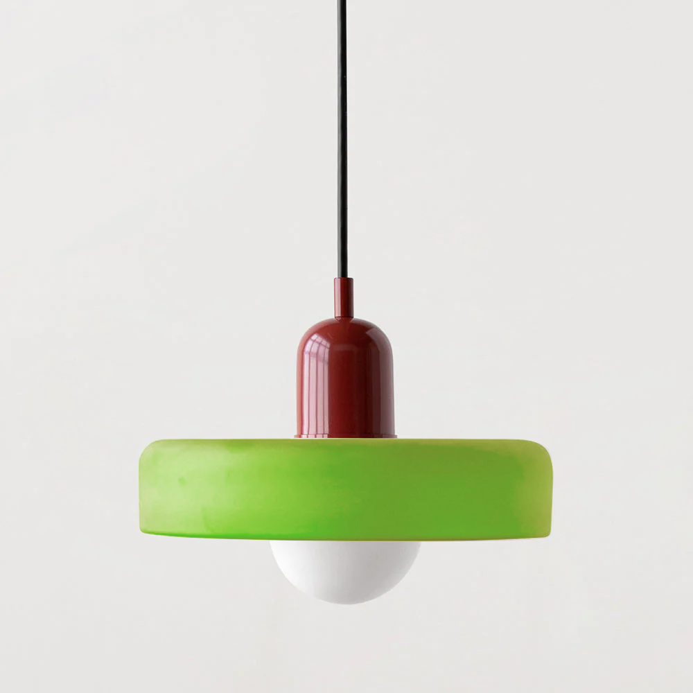 Pendant Light with Frosted Glass Disc Shade and Mid-Century Design - Image 8