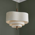 Pendant Light with Three-Tier Wavy Fabric Shade and Wooden Spindle - Image 5