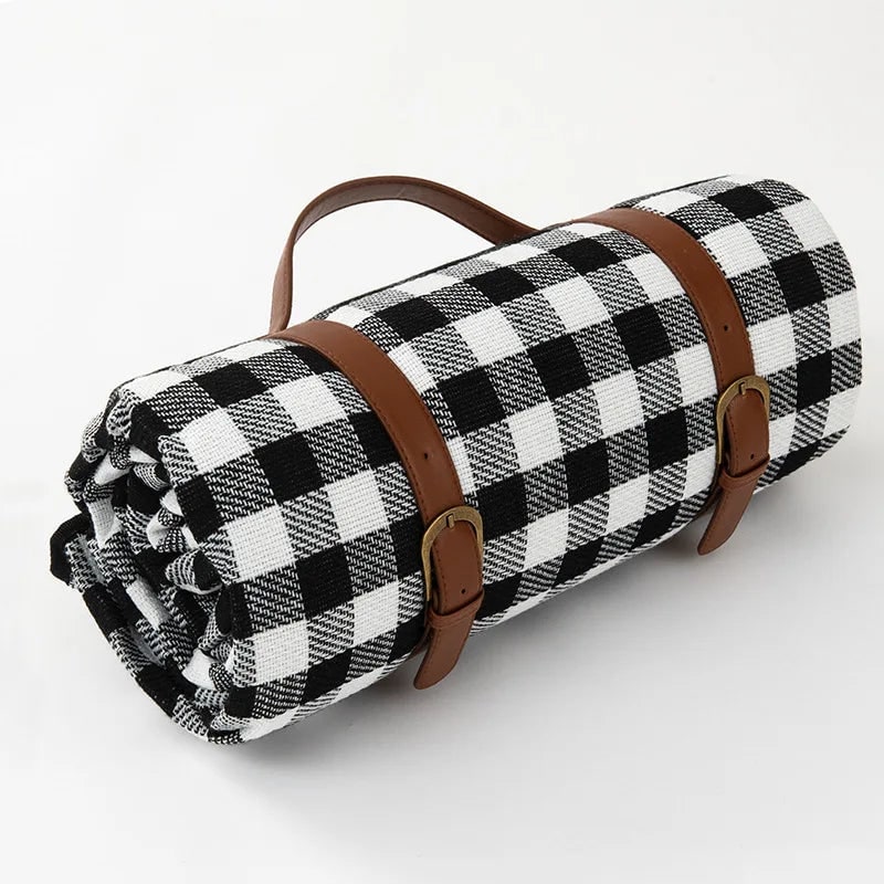 Picnic Blanket with Waterproof Underside and Faux Leather Carrying Strap - Image 11