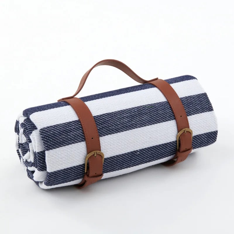 Picnic Blanket with Waterproof Underside and Faux Leather Carrying Strap - Image 12