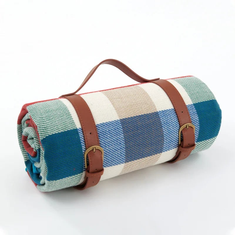 Picnic Blanket with Waterproof Underside and Faux Leather Carrying Strap - Image 13