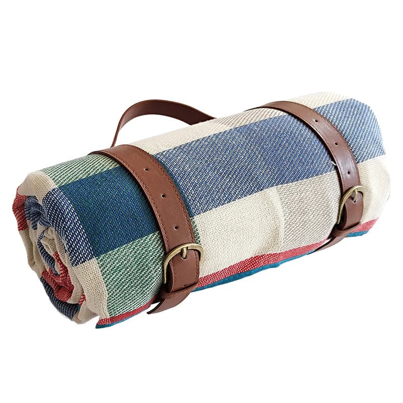 Picnic Blanket with Waterproof Underside and Faux Leather Carrying Strap - Image 14
