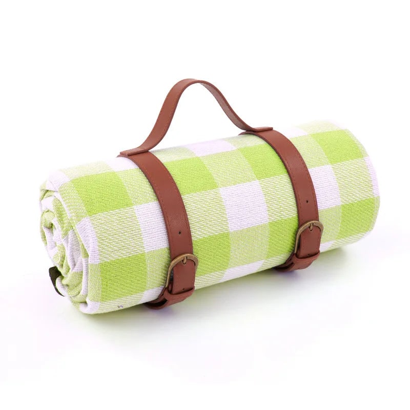 Picnic Blanket with Waterproof Underside and Faux Leather Carrying Strap - Image 8
