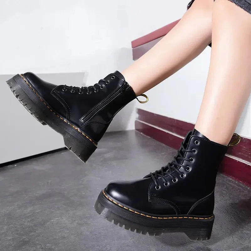 Platform Combat Boots Lace-Up with Chunky Sole and Ankle Support - Image 2