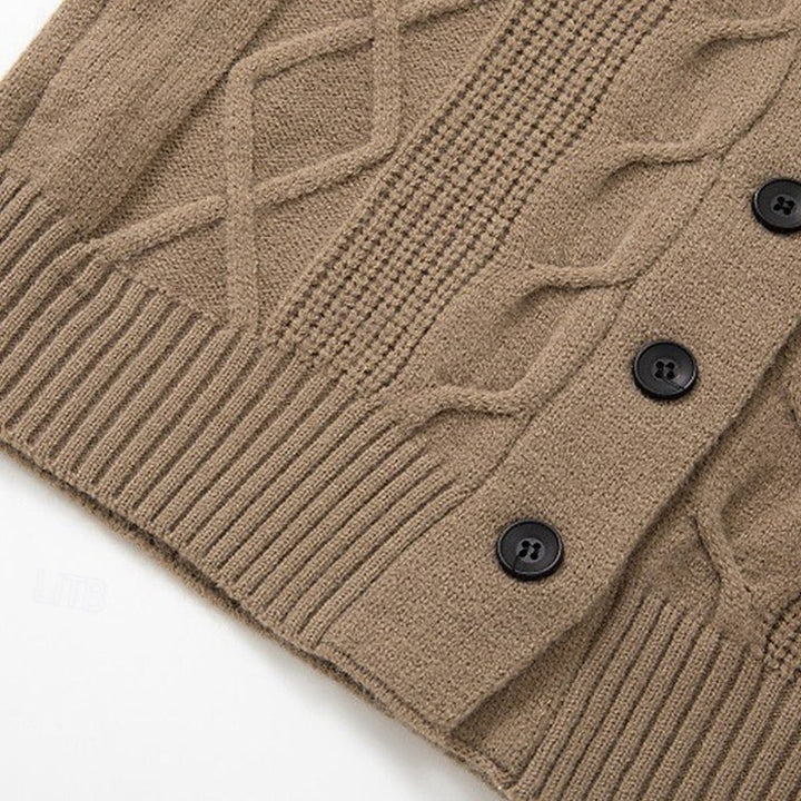 Men's Cable Knit Shawl Collar Cardigan