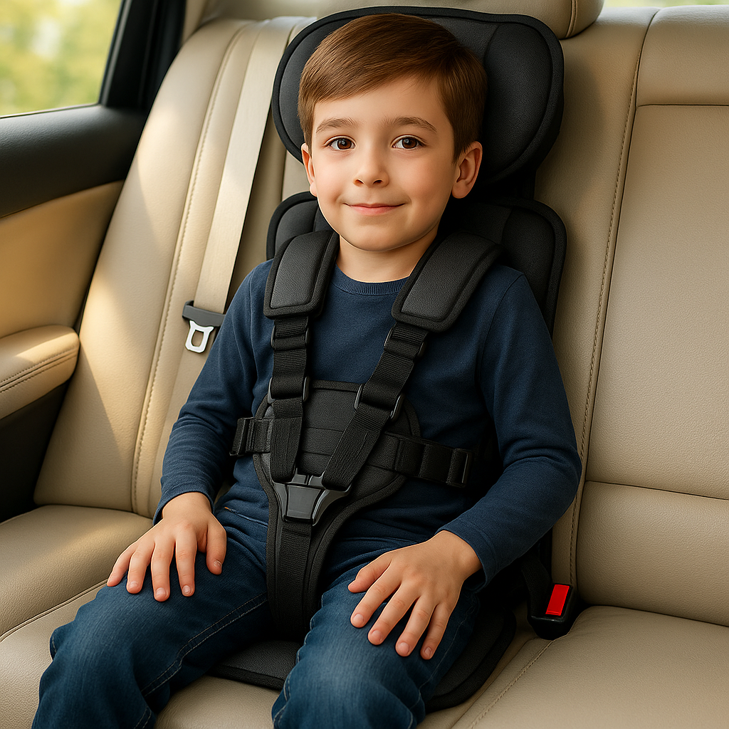 Portable Car Seat with Five-Point Harness Adjustable Travel Booster for Kids - Image 6