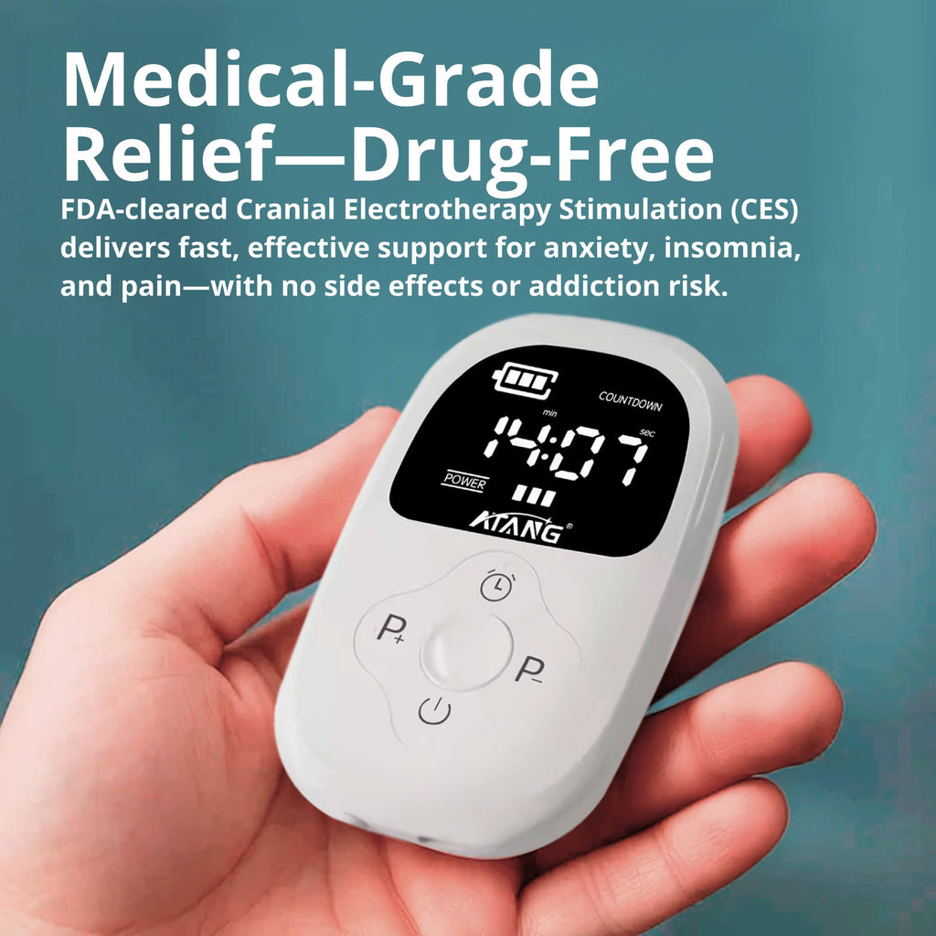 Portable Cranial Electrotherapy Stimulator with Earlobe Clips and LED Display - Image 2