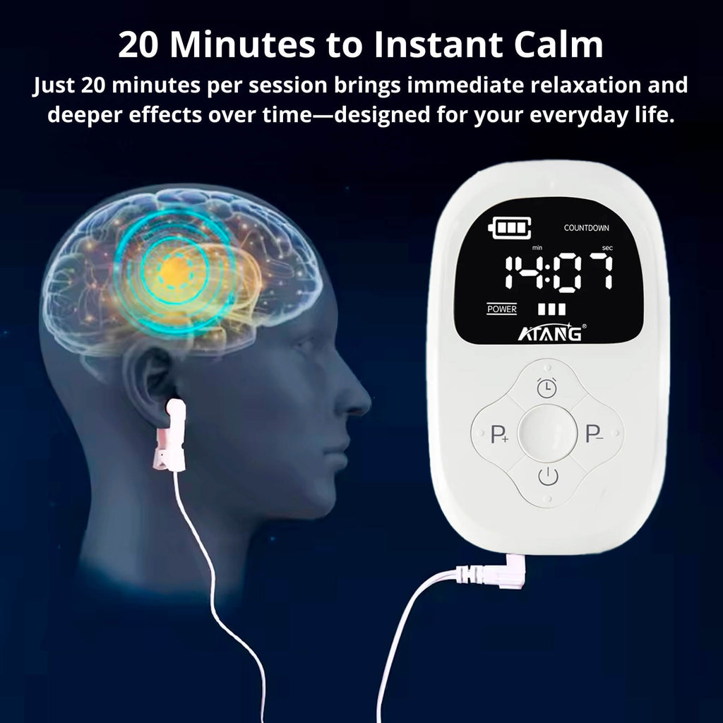 Portable Cranial Electrotherapy Stimulator with Earlobe Clips and LED Display - Image 4